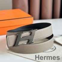 Hermes H Speed Reversible Remen 32MM od sive Epsom teleće kože