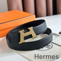 Hermes H Take Off Reversible Remen 32MM u crnoj Clemence koži