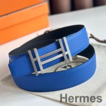 Hermes H au Carre Reverzibilni remen od 32 mm u plavoj i crnoj Epsom koži