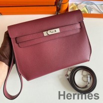 Torbica Hermes Kelly Depeches 25 od teleće kože Bordeaux Epsom