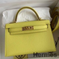 Hermes Kelly Mini II Sellier ručno izrađena torba od limete Epsom teleće kože