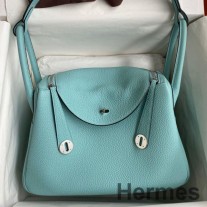 Hermes Lindy 30 ručno rađena torba od Blue Atoll Clemence kože