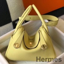 Hermes Lindy torba od 30 cm od kože Jaune Poussin Clemence GHW