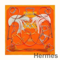 Hermes Orange Projets Carres šal 140