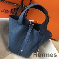 Torba Hermes Picotin Lock 18 od kože plavog ahata Clemence