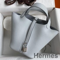 Hermes Picotin Lock 18 ručno izrađena torba od Blue Brume Clemence kože