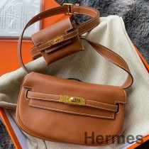 Hermès Kelly Moove ručno izrađena torba od zlatne brze teleće kože