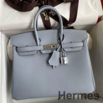 Hermes Birkin 25 Retourne ručno rađena torba od Blue Lin Clemence kože