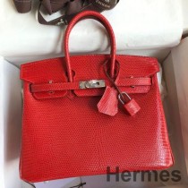 Hermes Birkin 25 Retourne ručno rađena torba od kože crvenog guštera