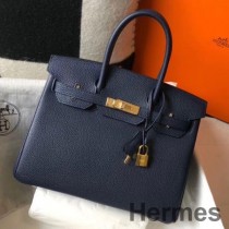 Hermes Birkin torba od 30 cm od tamnoplave Clemence kože GHW