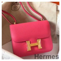 Hermes Constance 18 Ručno izrađena torba od ružičaste Epsom kože