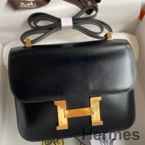 Hermes Constance 24 ručno rađena torba od crne teleće kože
