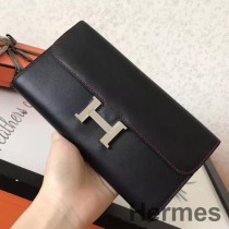 Dugi novčanik Hermes Constance od crne brze kože
