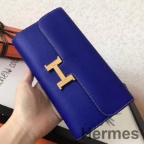 Dugi novčanik Hermes Constance od plave električne Epsom kože