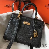 Hermes Kelly torba od 20 cm od crne kože Clemence GHW