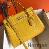 Hermes Kelly torba od žute Clemence kože 28 cm GHW