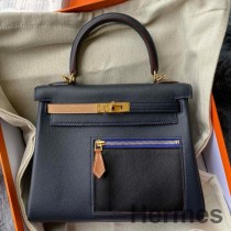 Hermes Kelly Colormatic 25 ručno rađena torba od Blue Nuit Swift kože