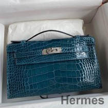 Hermes Kelly Pochette ručno izrađena torba od Colvert sjajne aligatorove kože