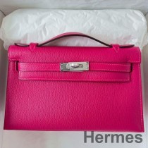 Hermes Kelly Pochette ručno izrađena torba od ružičaste meksičke Chevre Mysore kože