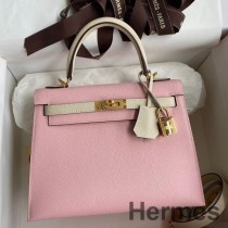 Dvobojna torba Hermes Kelly Sellier 25 u telećoj koži Rose Sakura i Craie Epsom