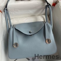 Hermes Lindy 26 ručno rađena torba od plave lin Evercolor kože