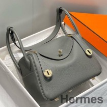 Hermes Lindy torba od 26 cm od kože Gris Meyer Clemence GHW