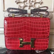 Torba Hermes Red Constance MM 24 cm u obliku krokodila