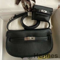 Hermes ケリー ムーヴ ハンドメイドバッグ ブラック スウィフト カーフスキン