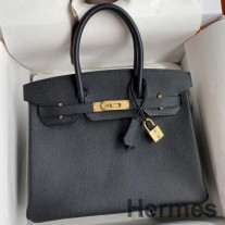 Hermes バーキン 30 リターン ハンドメイドバッグ ブラック エプソム カーフスキン
