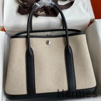 Hermes ガーデンパーティ 30 ハンドメイドバッグ トワル＆ブラックレザー