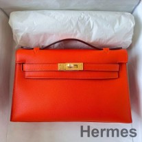 Hermes ケリー ポシェット ハンドメイドバッグ ルージュピメントスイフト カーフスキン