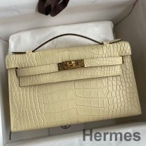Hermes ケリー ポシェット ハンドメイドバッグ ヴァニラ マット アリゲーターレザー