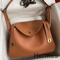 Hermes リンディ 30 ハンドメイドバッグ ゴールド エバーカラー レザー