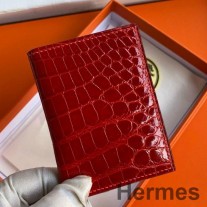 Hermes MC² ユークリッド カードホルダー レッド シャイニー アリゲーターレザー
