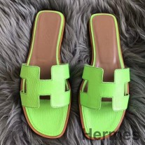 Hermes オラン サンダル アップルグリーン リザードレザー