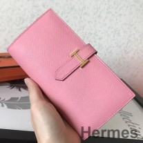 Hermes ピンク エプソン ベアン ガセット ウォレット