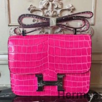 Hermes ローズレッド コンスタンス MM 24cm クロコダイルバッグ