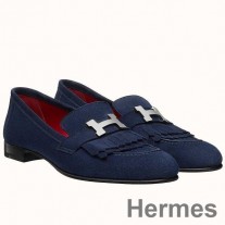 Hermes ロイヤル ローファー ブルー スエードレザー