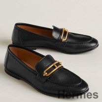 Hermes レディース コレット ローファー ブラック レザー