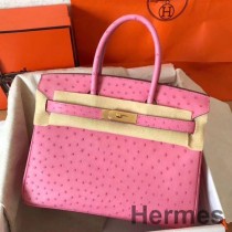 Hermes バーキン 30 ハンドメイドバッグ ピンク オーストリッチスキン