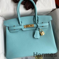 Hermes バーキン 30 リターン ハンドメイドバッグ ブルーアトール エプソム カーフスキン