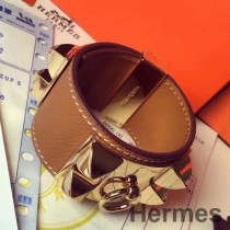 Hermes ブラウン エプソン コリエ ドゥ シアン ブレスレット サイズ S