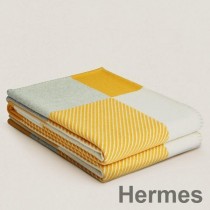 Hermes H リビエラ ブランケット イエロー ウール&カシミア