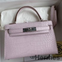Hermes ケリー ミニ II セリエ ハンドメイドバッグ モーブ ペールマット アリゲーターレザー