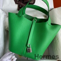 Hermes ピコタン ロック 18 バンブー クレマンス レザー製ハンドメイドバッグ