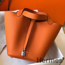 Hermes ピコタン ロック 22 バッグ オレンジ クレマンス レザー
