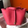 Hermes ピコタン ロック 22 バッグ ローズ リップスティック クレマンス レザー