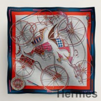 Hermes Beige/Marine Voitures en Equilibre Shawl 140