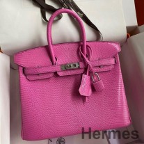 Ručne vyrobená taška Hermes Birkin 25 Retourne z ružovej jašterice