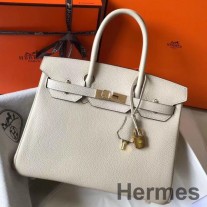 Hermes Birkin 35 cm taška z Beton Clemence Leather GHW